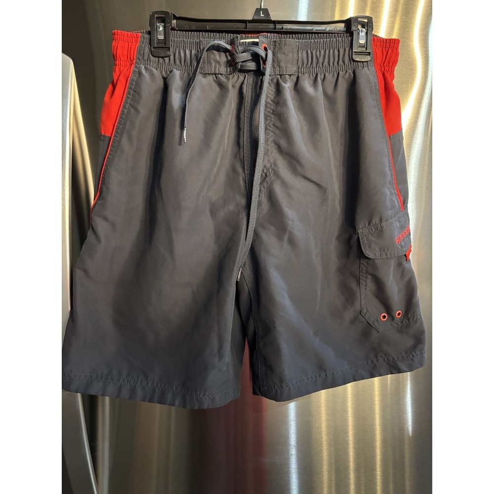 Speedo Shorts Mens Size L Black Red Swim Trunks Board Shorts Adult - Picture 1 of 3